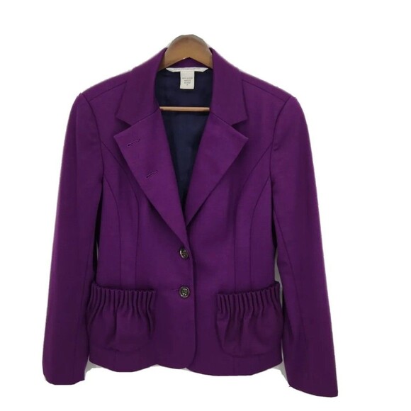 Diane von Furstenberg Jackets & Blazers - Diane von Furstenberg Womens Bullit Blazer Jacket Wool Stretch Purple Size 6